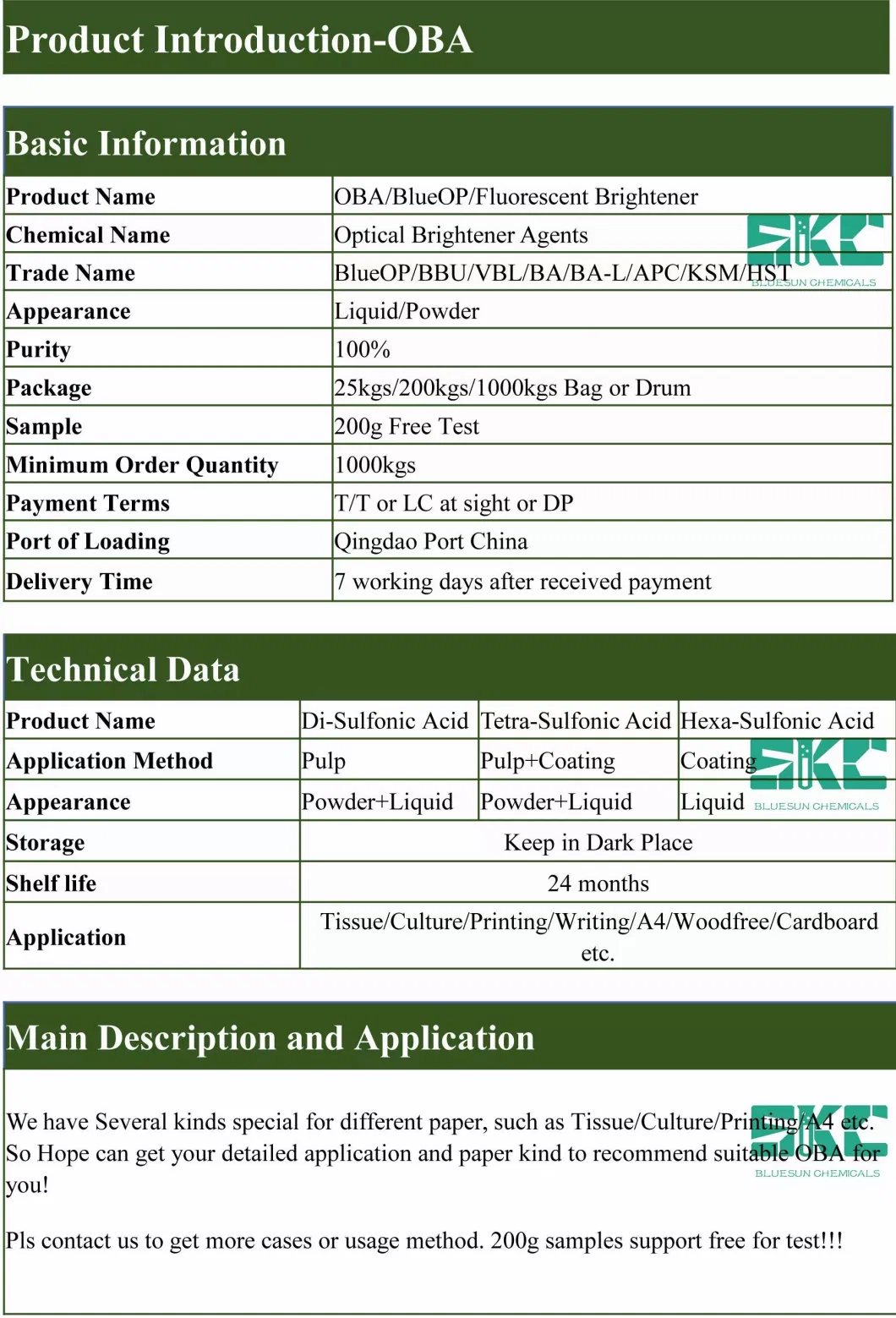 Whitening Agent Also Called Optical Brightener in Coating Paper